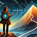 A serene individual, gender-neutral, holds a glowing, stylized compass, symbolizing their inner investor personality. They stand at a crossroads; one path leads to a turbulent, chaotic landscape with jagged stock market graphs and fleeting numbers, while the other opens to a more stable, intricate panorama of alternative investments: solid, enduring real estate, clean energy infrastructure, and abstract representations of long-term ventures. The compass needle clearly points towards the alternative path, emphasizing self-awareness as the ultimate guide in financial decisions. The atmosphere is calm and empowering, rendered in a modern, illustrative digital painting style with soft lighting.