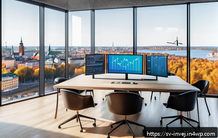 대체투자 포트폴리오 투자 트렌드 - A sophisticated modern office environment in Stockholm featuring a diverse group of professional inv...