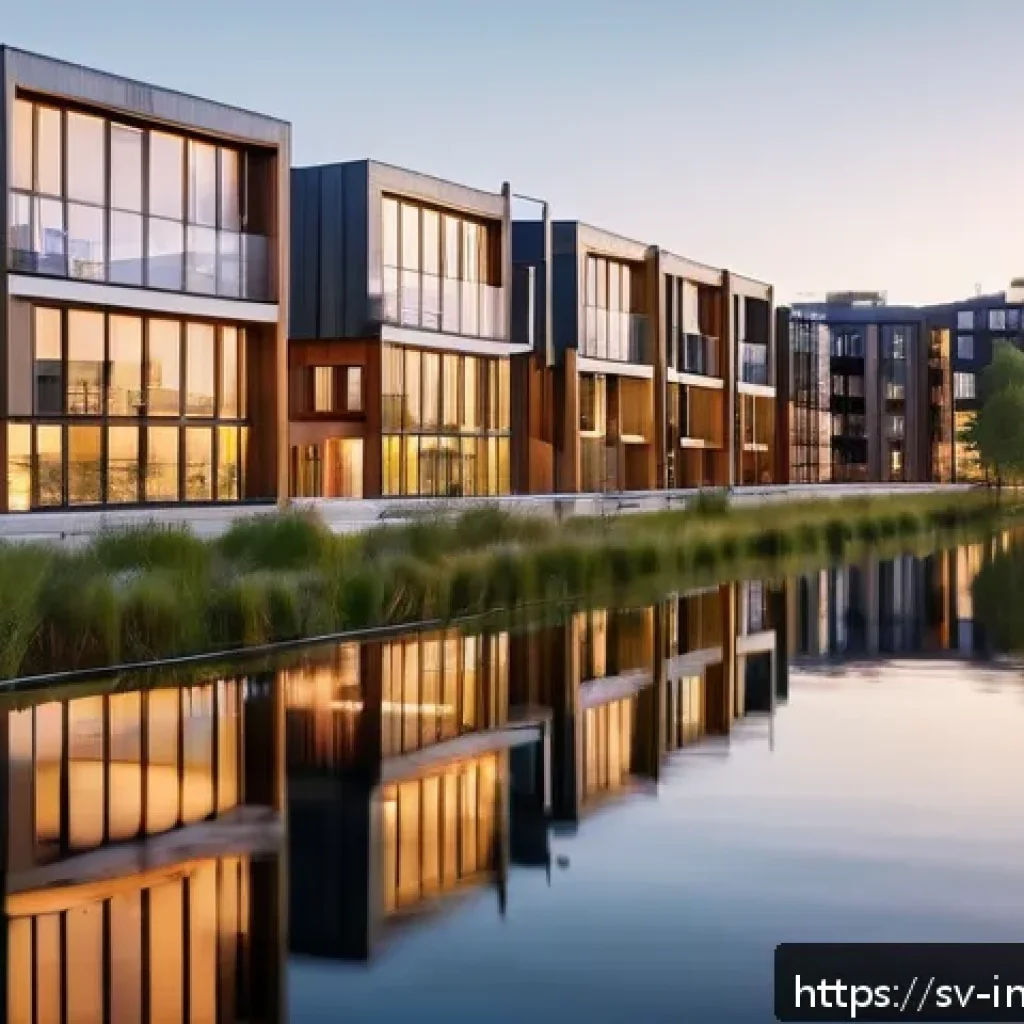 대체투자 포트폴리오의 투자 성향별 접근법 - A modern Scandinavian-style apartment complex in Stockholm during golden hour, showcasing clean line...